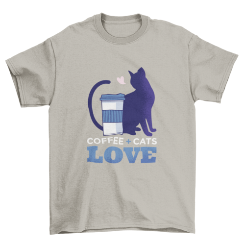 Cute Coffee Cup Pet Cat Silhouette Tee